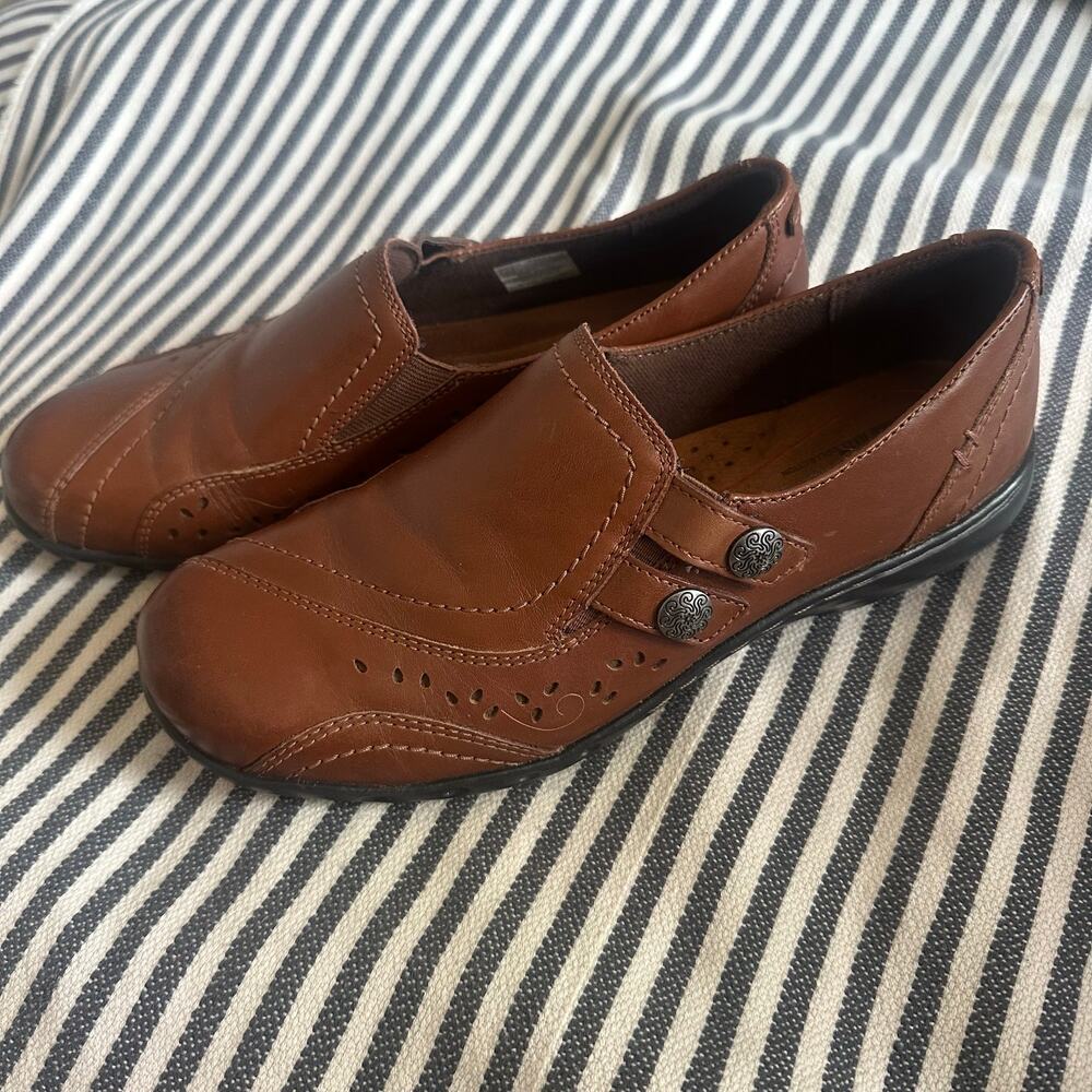 Rockport Leather Slip-On Mary Jane Comfort Shoes Brown 8.5